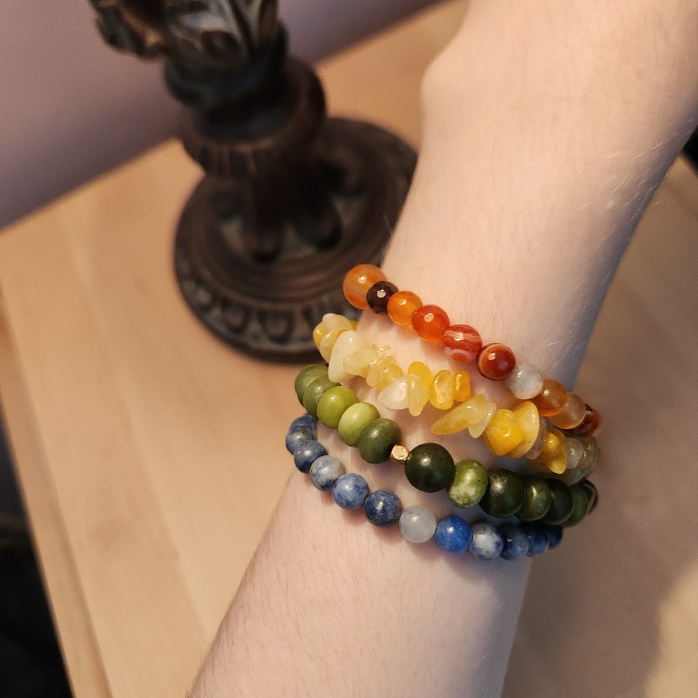 Boho Crystal Beaded Bracelet Stacking Set Of 3 - image 1